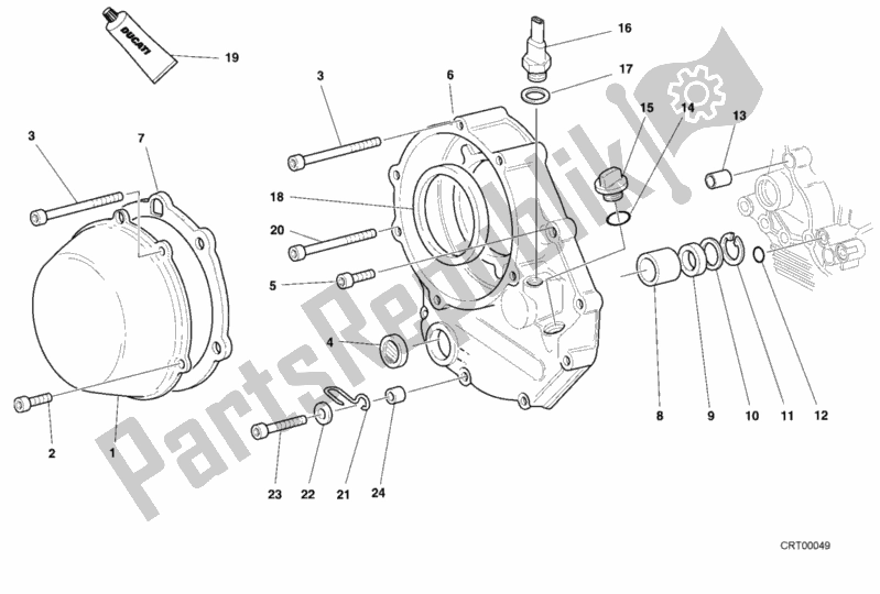 All parts for the Clutch Cover of the Ducati Superbike 748 S 2001